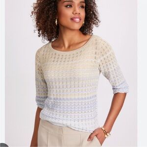 Laura Ombre Open Knit Sweater Blue Pattern